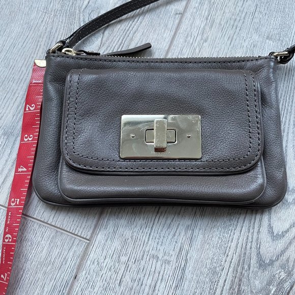 kate spade Gray Leather Crossbody Purse Twistlock Closure - Picture 5 of 13